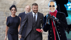 Izquierda: Victoria y David Beckham. Derecha: Marc Anthony