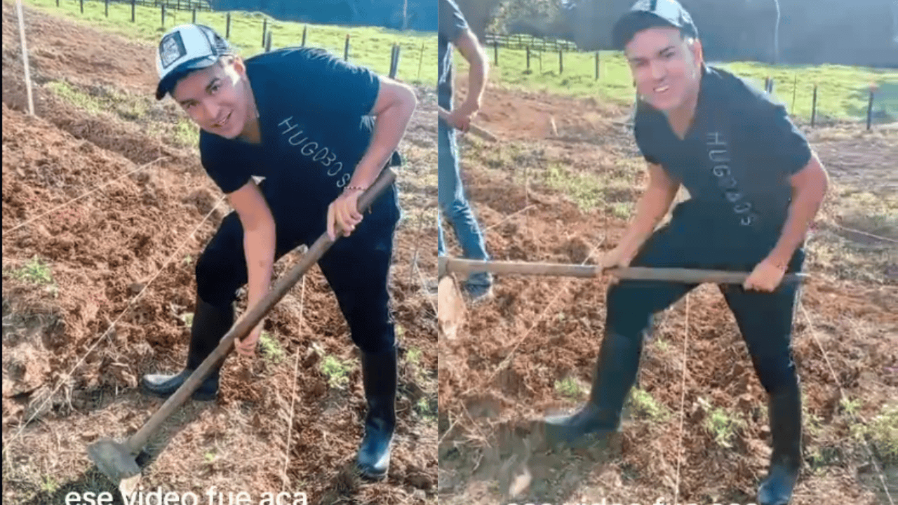 Yeison Jiménez, cantante colombiano, trabajando en su finca